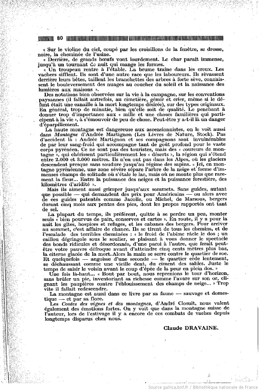 Suite de la chronique de Claude Dravaine — L'Auvergne Littéraire (p. 80)