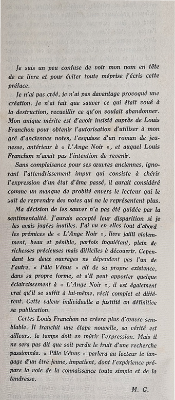 Préface Pâle Vénus