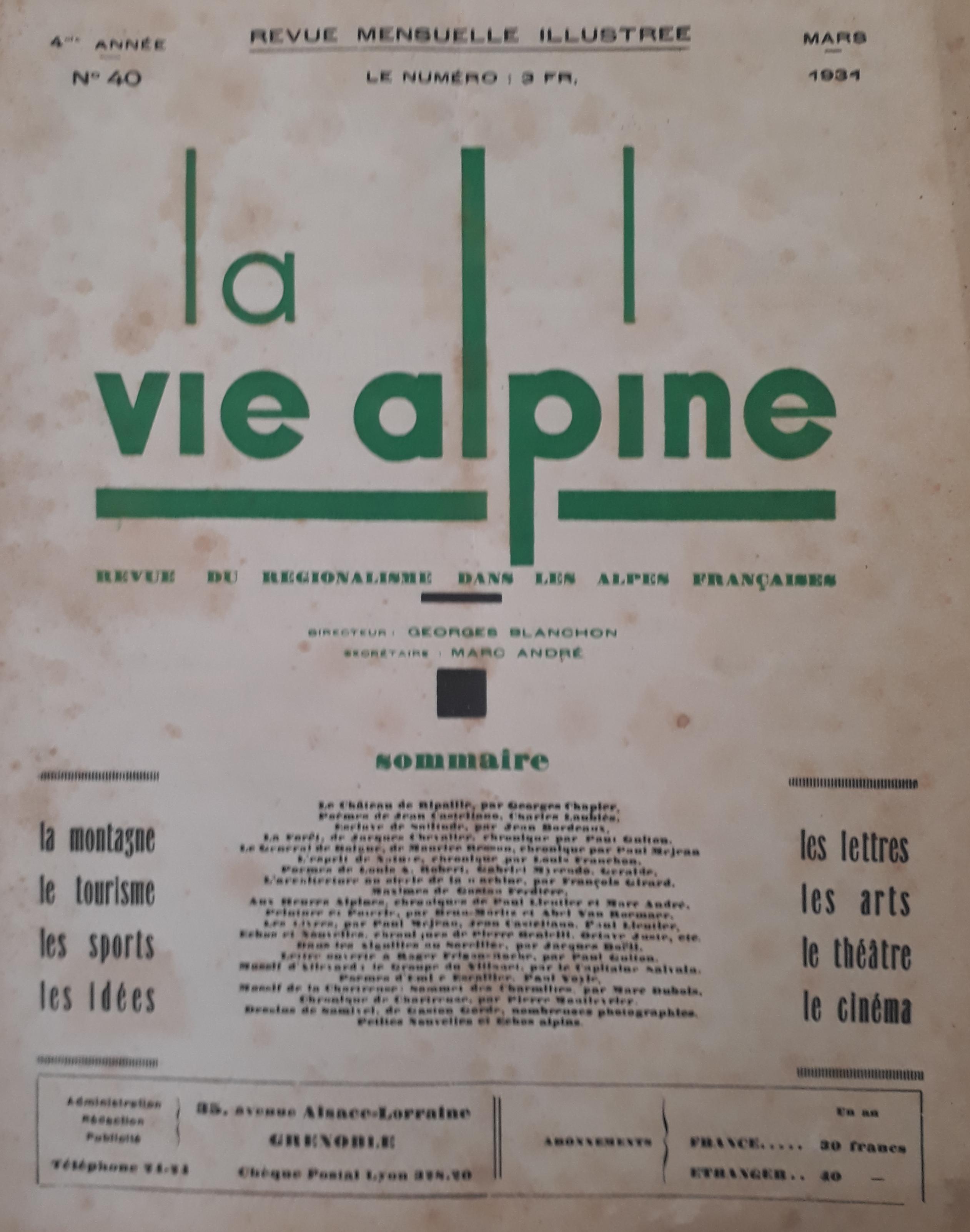 Revue La Vie Alpine page 1